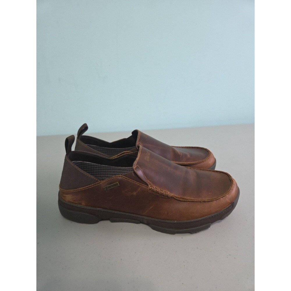 OluKai NA’I WP Brown Leather Waterproof Slip On Shoes Mens Sz 11 M 10336-FX63
